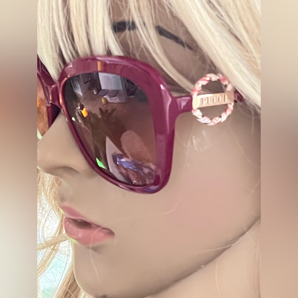 Emilio Pucci Red Sunglasses with Gold Detail